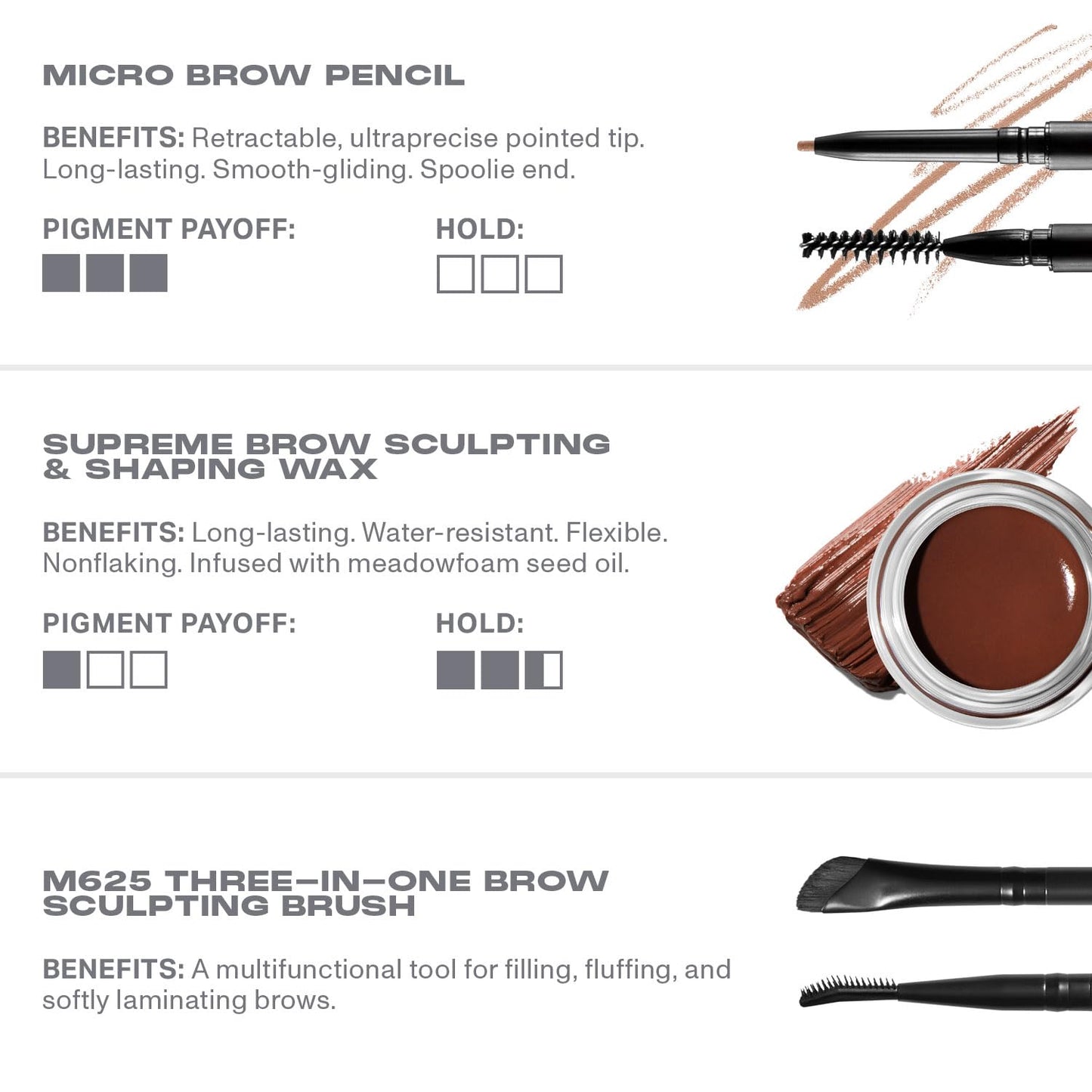MORPHE High Archiever Brow Kit – Chocolate Mousse (3 Count) | Pencil, Wax & 3-in-1 Brush