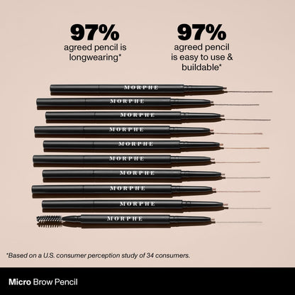 Morphe Micro Dual Eyebrow Pencil Latte - Retractable Precision & Spoolie