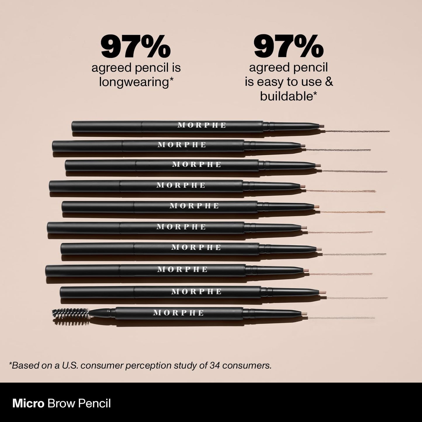 MORPHE Micro Dual Eyebrow Pencil - Retractable, Ultra-Precise Dual-Ended Brow Pencil in Chocolate Mousse (0.003 oz)