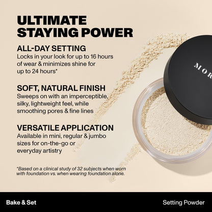 MORPHE Mini Bake & Set Setting Powder – Talc-Free Lightweight Finish in Brightening Pink (0.09 oz)