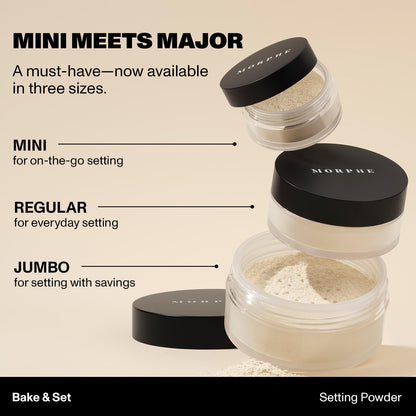 MORPHE Mini Bake & Set Setting Powder – Talc-Free Lightweight Finish in Brightening Pink (0.09 oz)