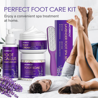 MOSRROU Pedicure Kit – 4-Piece Foot Spa Set with Lavender Soak, Cream, Gel & File