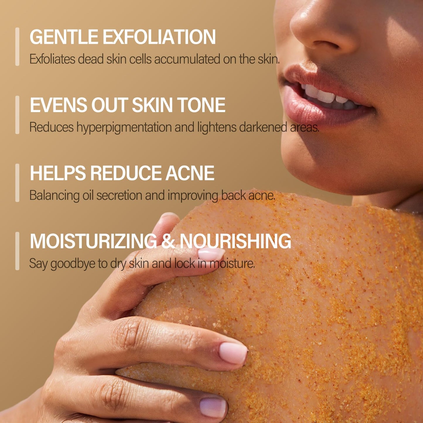 MOSRROU Turmeric Body Scrub with Vitamin C, Collagen & Coconut Oil | Exfoliating Loofah for Smooth, Hydrated Skin