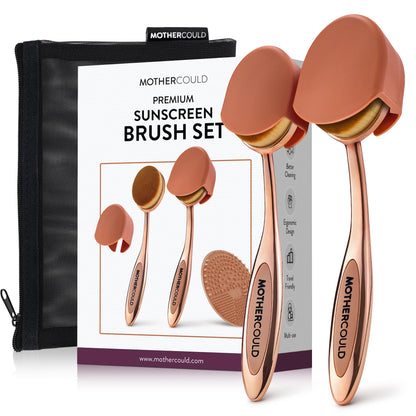 MotherCould Premium Sunscreen Brush Set – Rose Gold (2 Pack) – Mess-Free Sun Care