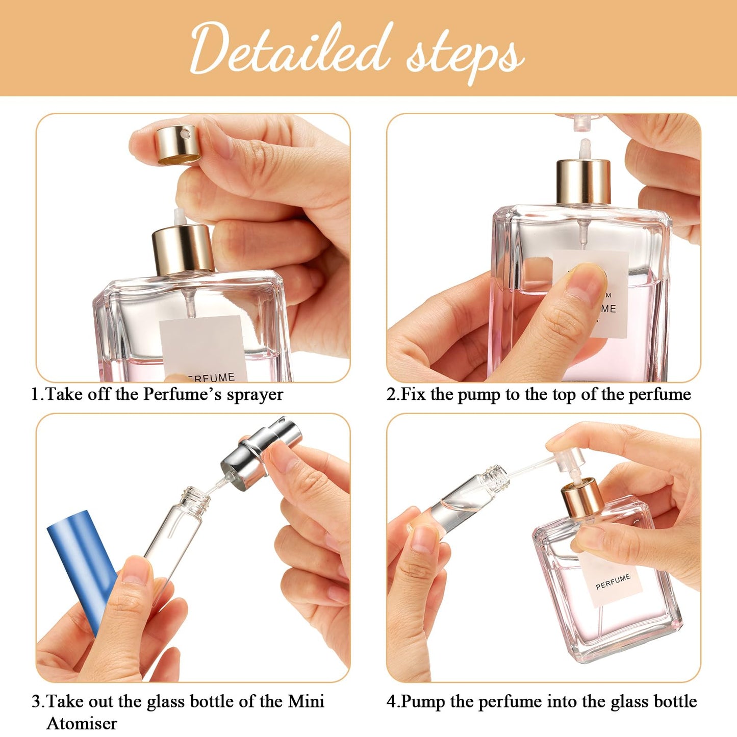 Motiskyy 140 Pcs 5ml Refillable Perfume Atomizers Bulk – Mini Travel Sprayers with Transfer Tool (Morandi Color)