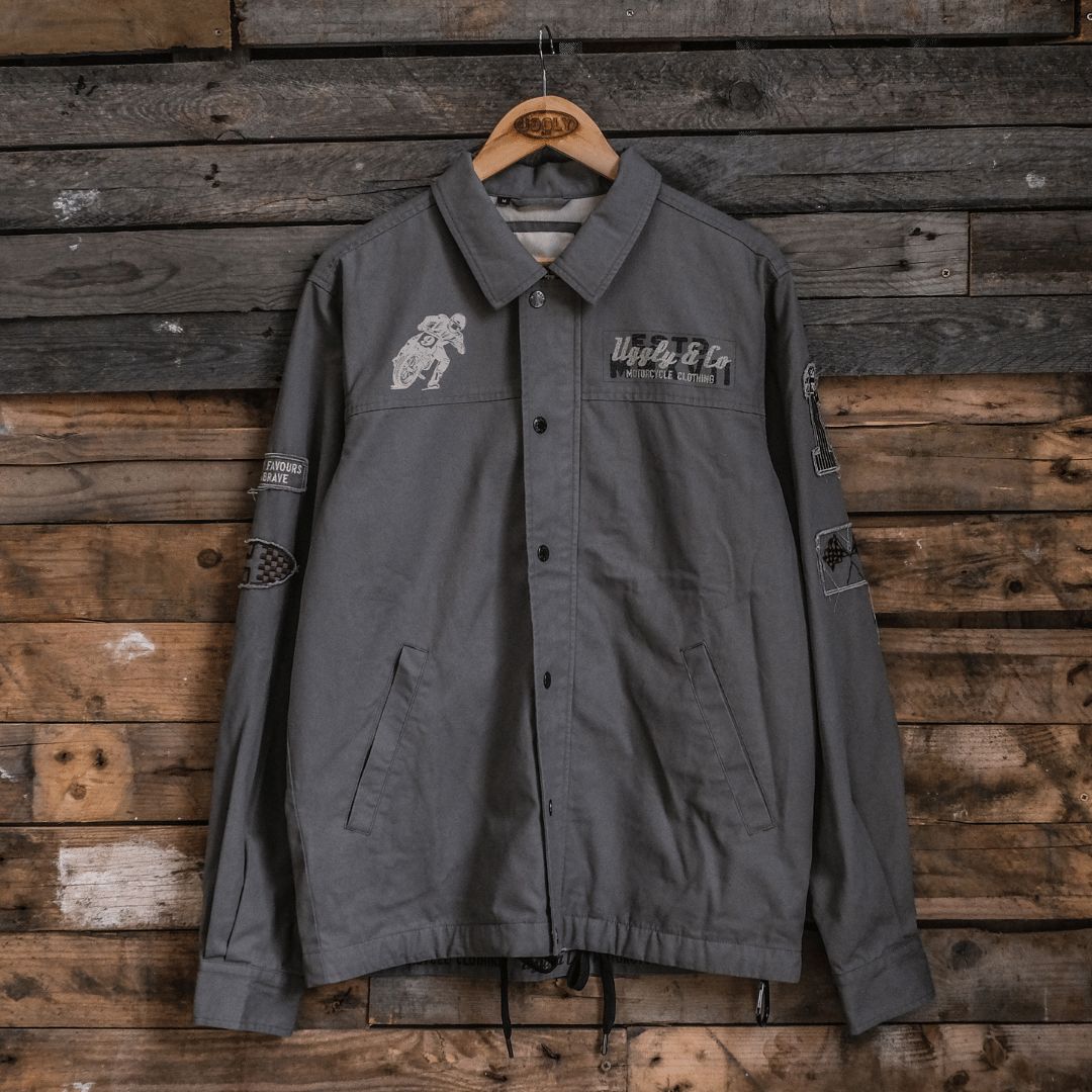 Grey Flattrack Moto Shacket