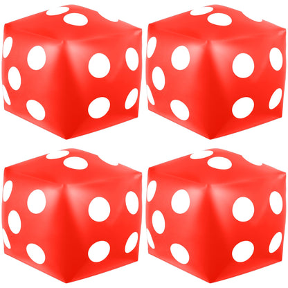 Mototo 4 Pieces Jumbo Inflatable Dice – 12.6 Inch Red Pool, Beach & Lawn Games
