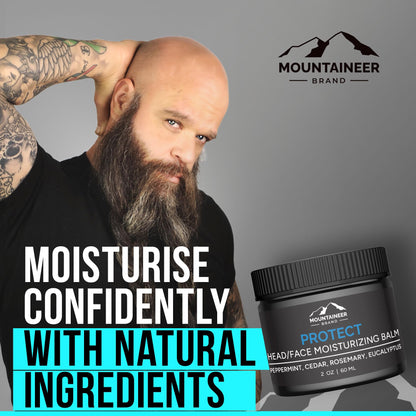 Mountaineer Brand Natural Moisturiser | Fresh Scent Bald Head Care for Men | Non-Greasy, 2oz | Made in WV