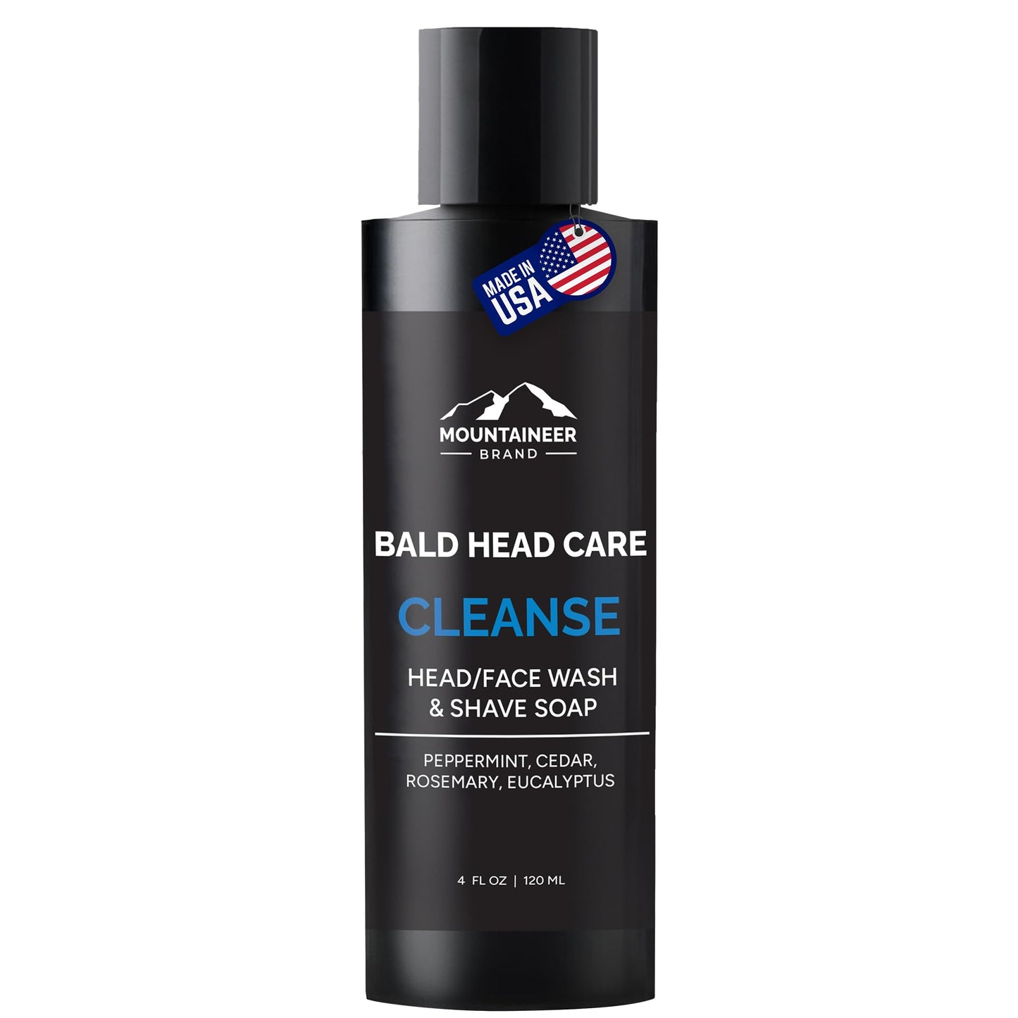 Mountaineer Brand Bald Head Wash – Natural 2-in-1 Scalp & Shave Soap; Fresh & Natural Scent | Made in WV | 4oz