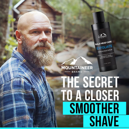 Mountaineer Brand Natural Bald Head Exfoliator – Fresh Scent, Scalp & Face Scrub (4oz) – Made in WV