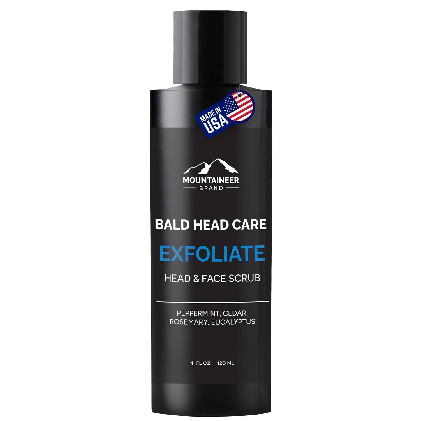 Mountaineer Brand Natural Bald Head Exfoliator – Fresh Scent, Scalp & Face Scrub (4oz) – Made in WV