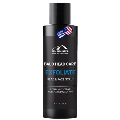 Mountaineer Brand Natural Bald Head Exfoliator – Fresh Scent, Scalp & Face Scrub (4oz) – Made in WV
