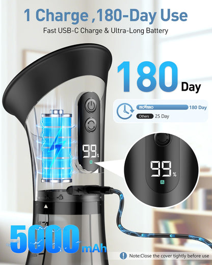 MOVMAO Ear Wax Removal Kit - Electric Ear Cleaner with LED Display, Dual Tank, IPX7 Waterproof