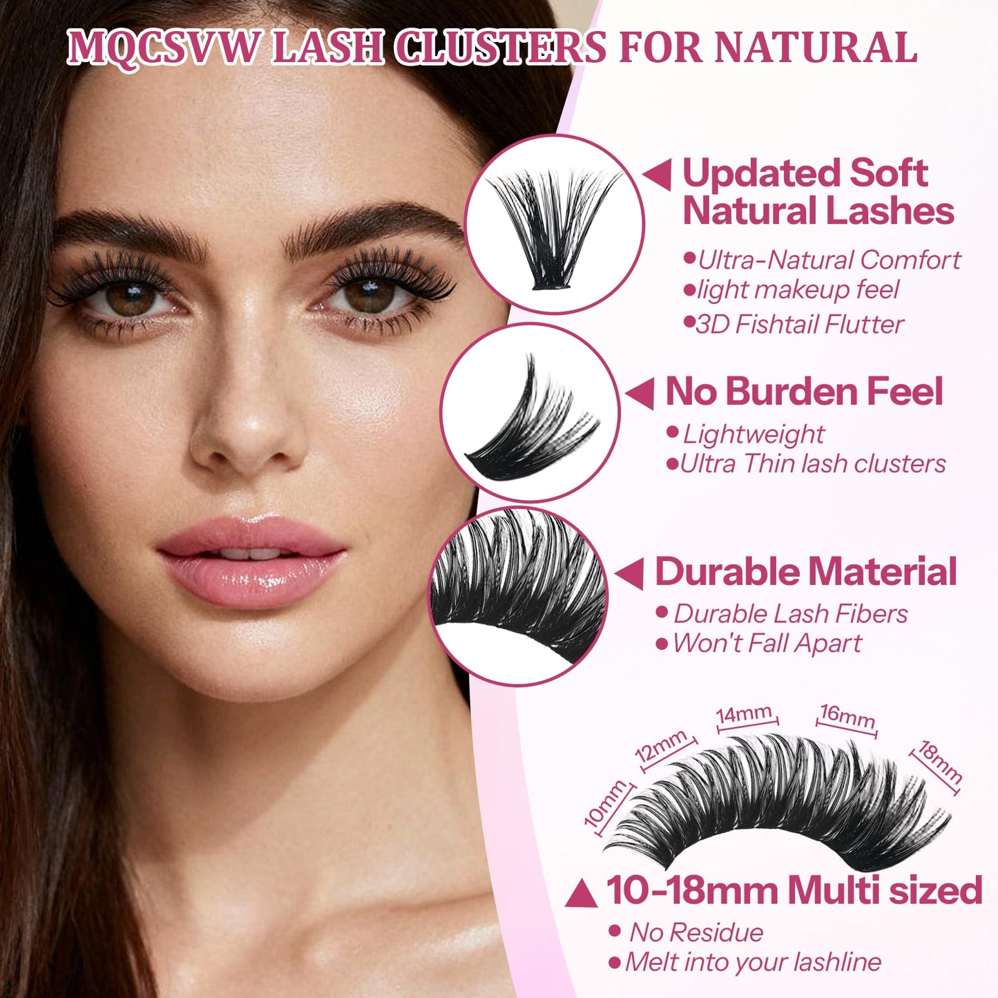 MQCsvw Lash Clusters Kit – 624 Pcs DIY Eyelash Extensions (10–18mm, 30D/40D/50D/80D)