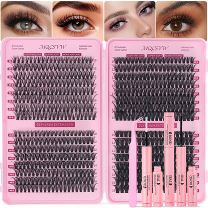 MQCsvw Lash Clusters Kit – 624 Pcs DIY Eyelash Extensions (10–18mm, 30D/40D/50D/80D)