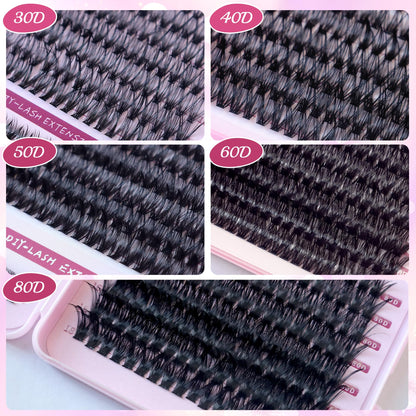 MQCsvw Lash Clusters Kit – 624 Pcs DIY Eyelash Extensions (10–18mm, 30D/40D/50D/80D)