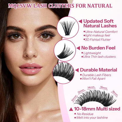 MQCsvw Lash Clusters Kit 640Pcs – 30D/40D Natural Wispy Lashes, 9-16mm, Bond & Seal, Remover, Tweezers