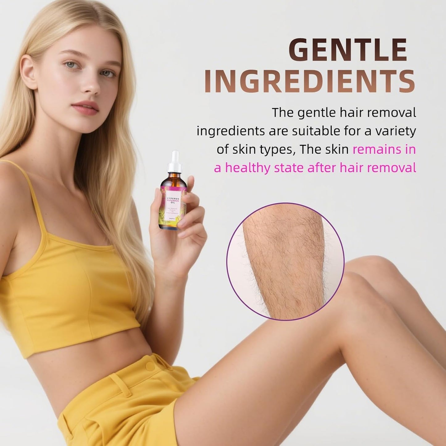 MQN Natural Hair Removal Oil & Inhibitor with Cyperus Rotundus Oil – Slow Hair Growth, 60ml