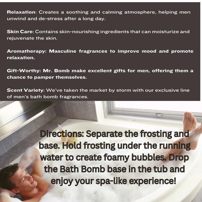 Mr. Bomb Valentines Day Mustache Bath Bombs for Men — 6-Pack Gift Set