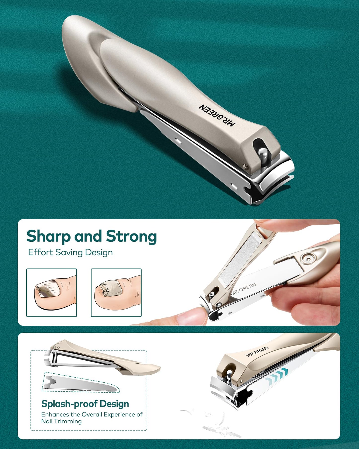 MR.GREEN 8-in-1 Manicure Set – German Stainless Steel Nail Care Kit with Splash-Proof Clippers