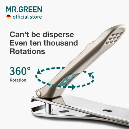 MR.GREEN Nail Clippers with Curved Blades – Stainless Steel Mani-Pedi Nippers + Glass File