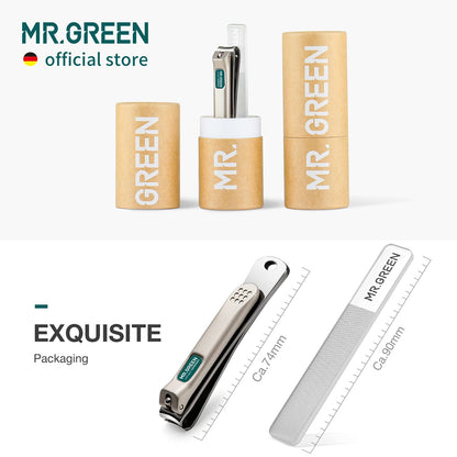 MR.GREEN Nail Clippers Curved Blades – Stainless Steel Nail Nippers with Glass File