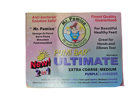 Mr. Pumice Ultimate PUMI Bar – 2-in-1 Dual-Grit Callus Remover, Pedicure Stone & Ped File Scrubber (12-Count Display Box)
