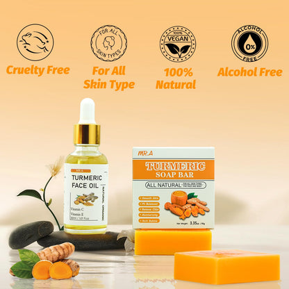 MR.A Turmeric Soap Bar & Turmeric Oil Set – Face & Body Care