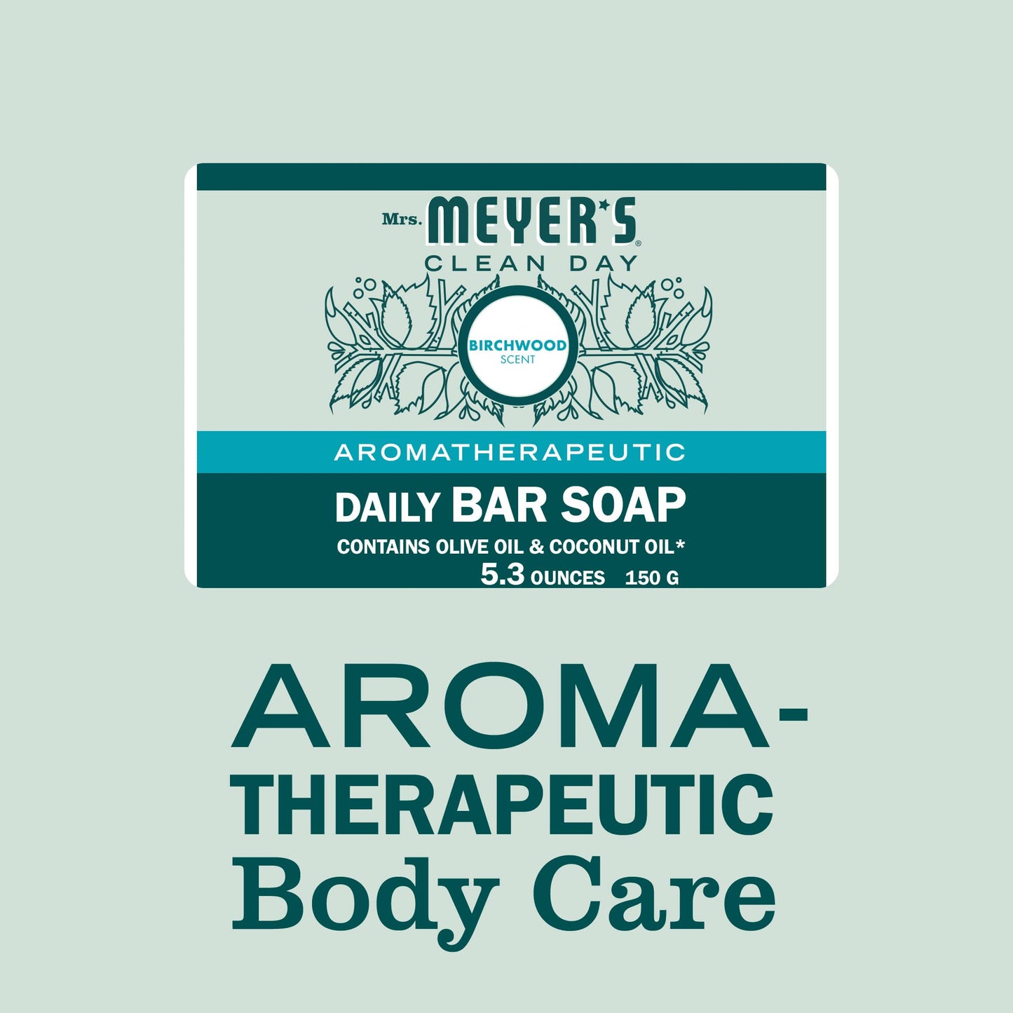 Mrs. Meyer's Clean Day Birchwood Bar Soap – 4 Bars, 5.3 oz Each, Body & Hand Wash