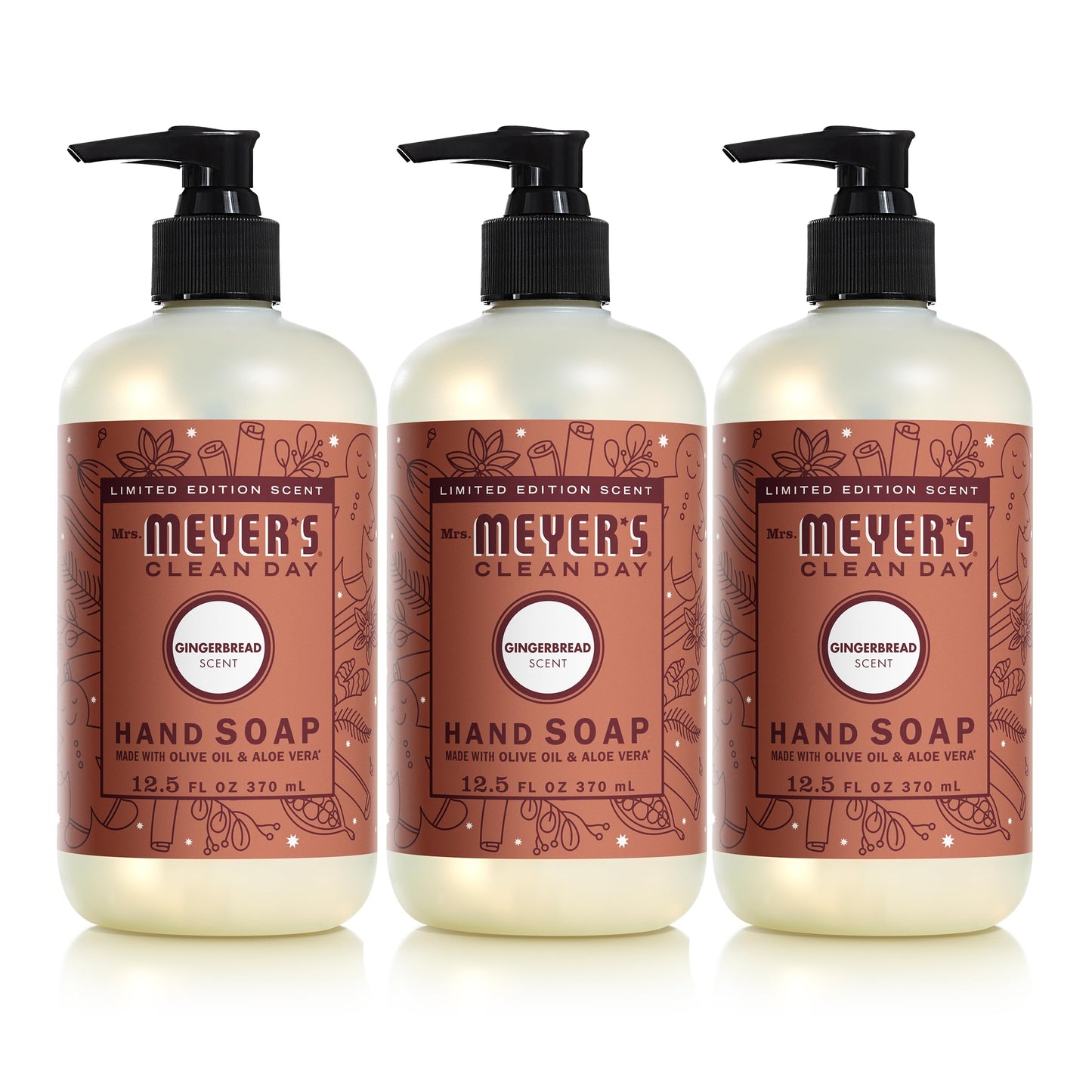 Mrs. MEYER'S Clean Day Gingerbread Hand Soap – 3 x 12.5 fl oz