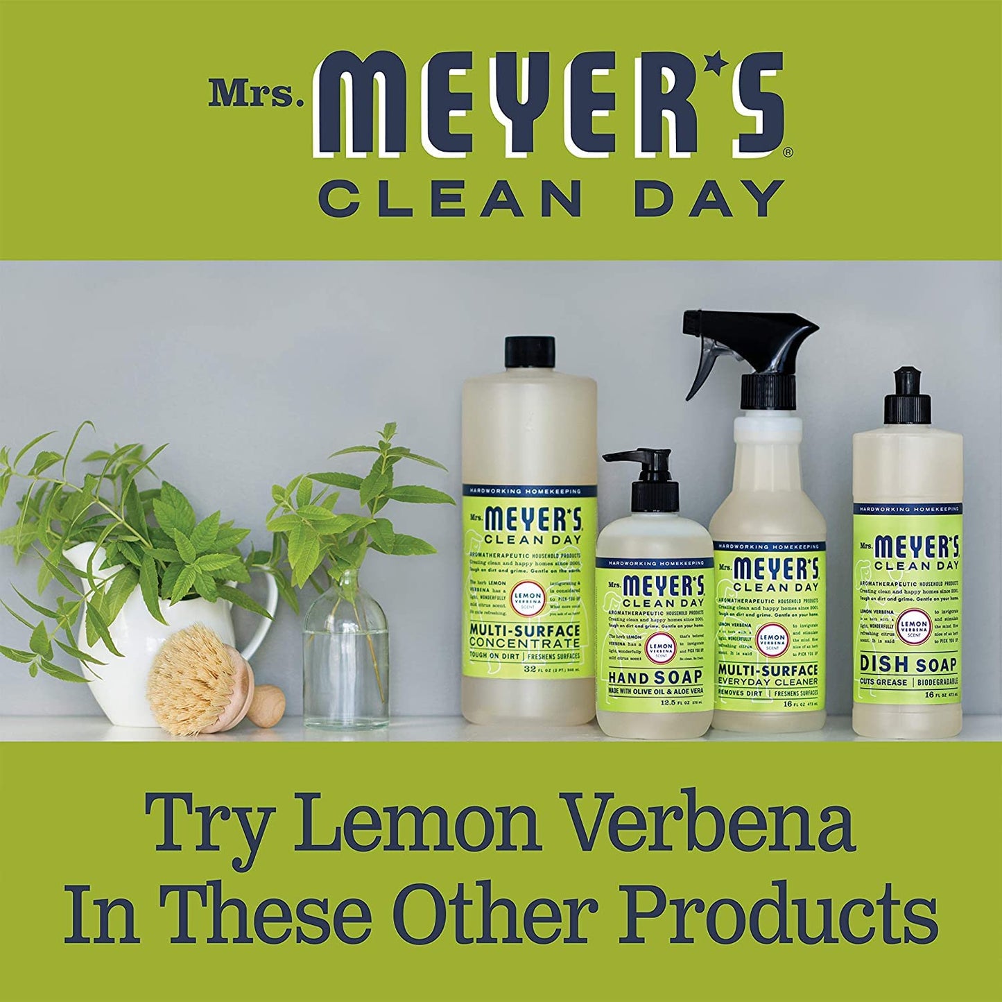 Mrs. Meyer's Clean Day Hand Lotion Lemon Verbena — Non-Greasy Moisturizer, Pack of 3