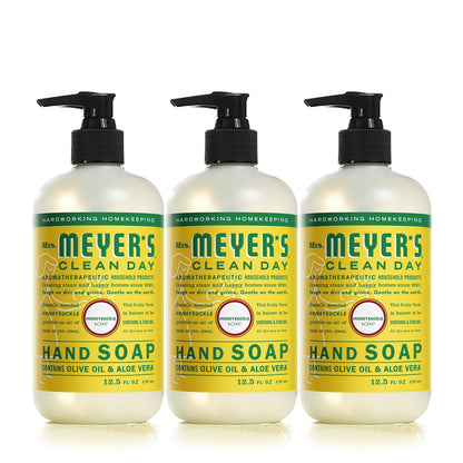 Mrs. Meyer's Clean Day Hand Soap with Essential Oils – Honeysuckle, Biodegradable, 12.5 oz (Pack of 3)