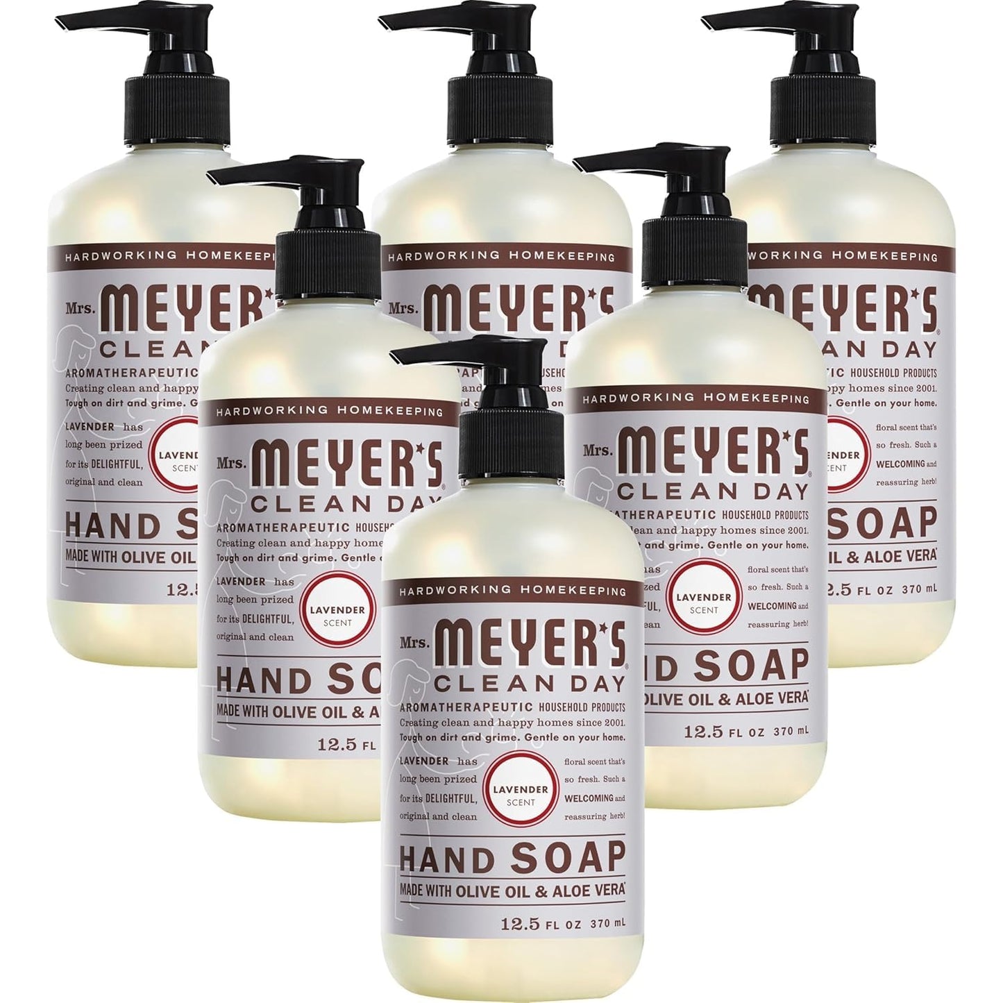 Mrs. Meyer's Clean Day Lavender Hand Soap with Essential Oils, 12.5 fl oz, Pack of 6