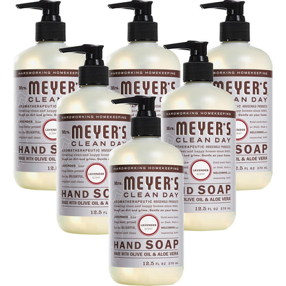 Mrs. Meyer's Clean Day Lavender Hand Soap with Essential Oils, 12.5 fl oz, Pack of 6