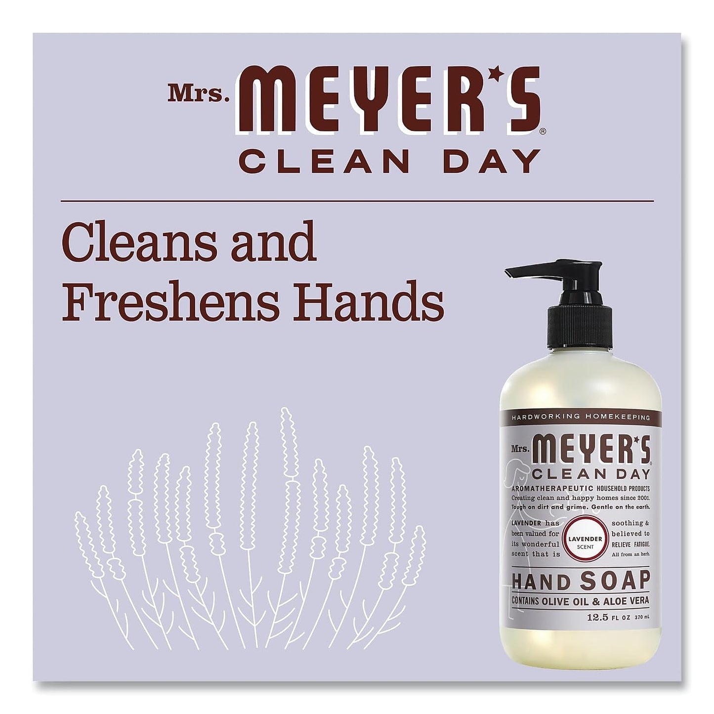 Mrs. Meyer's Clean Day Lavender Hand Soap with Essential Oils, 12.5 fl oz, Pack of 6