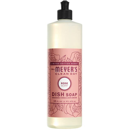 Mrs. Meyer's Clean Day Rose Hand & Dish Soap Duo — 12.5 oz Hand, 16 oz Dish | Leaping Bunny Certified
