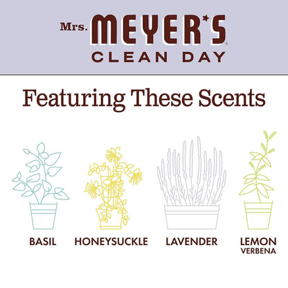 Mrs. Meyer's Clean Day Liquid Hand Soap 3 Scent Variety Pack – Lemon Verbena, Lavender & Basil