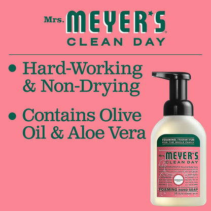 Mrs. Meyer's CLEAN DAY Watermelon Foaming Hand Soap – Pack of 4, 10 oz