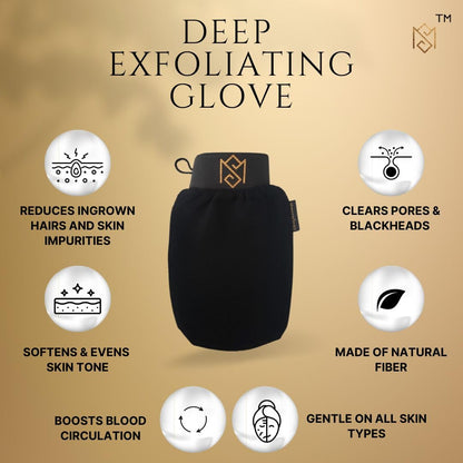 MS Exfoliating Glove Kessa Mitt – Deep Skin Exfoliation & Pore Cleansing (1 Pack, Black)