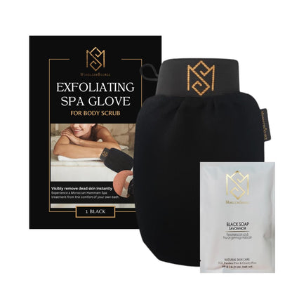MS Exfoliating Glove Kessa Mitt – Deep Skin Exfoliation & Pore Cleansing (1 Pack, Black)