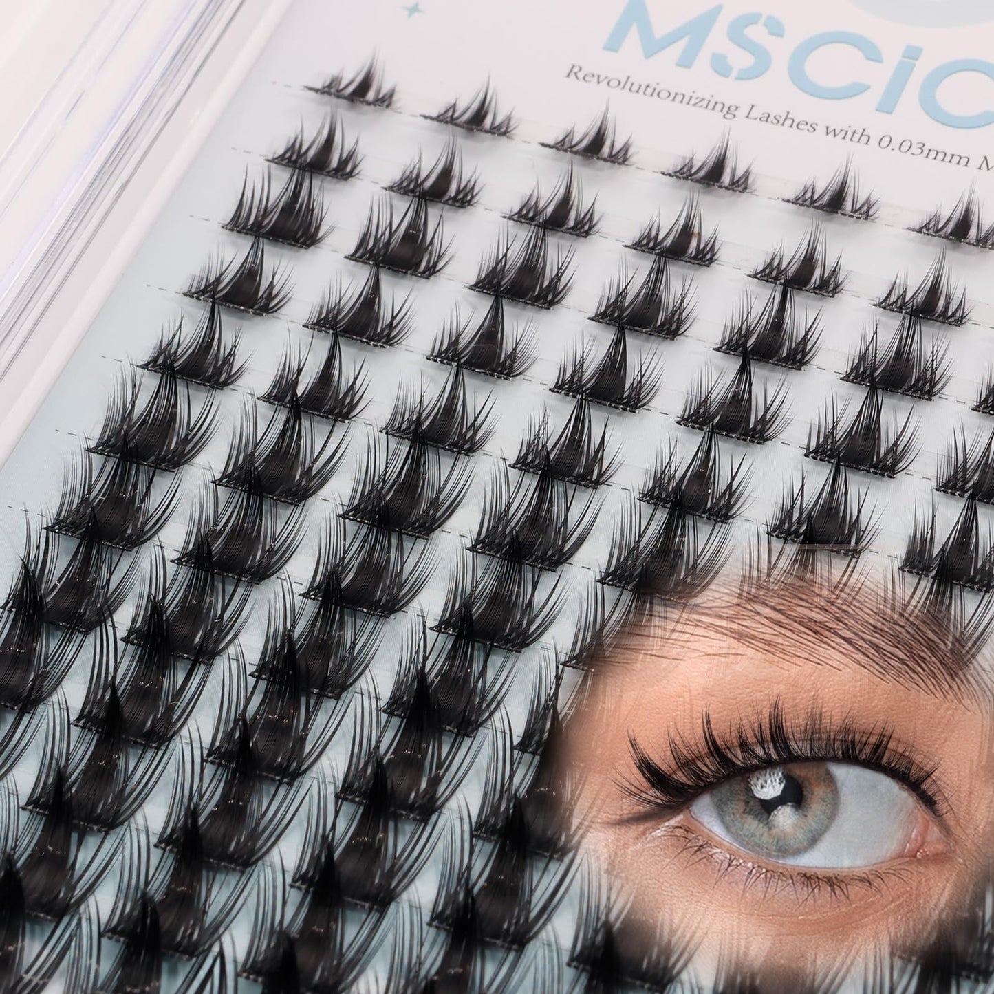 MSCICI VogueFairy.05 Manga Lashes Clusters – 8-16mm C Curl, Wispy, Invisible Band, DIY Wet-Look