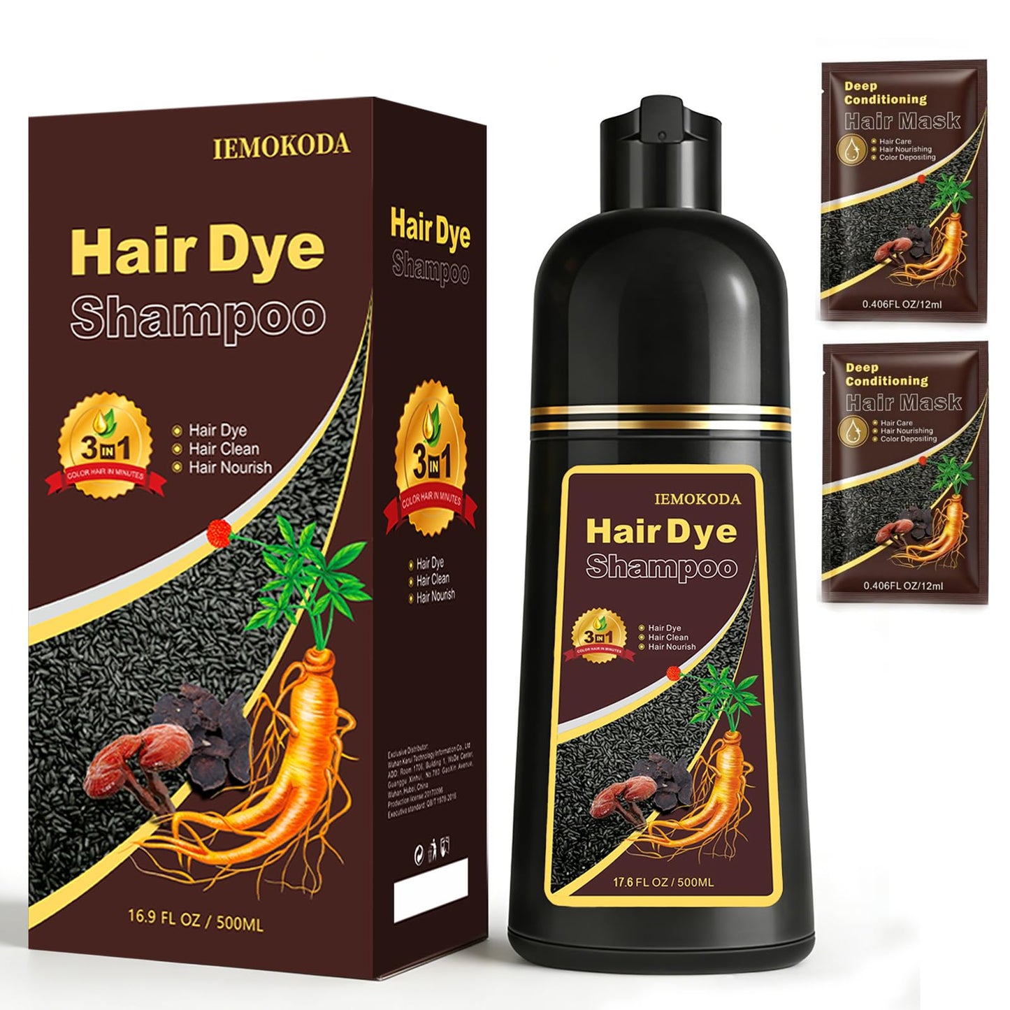 Msktasy Burgundy Hair Dye Shampoo – 3-in-1 Color & Care, 16.9 oz