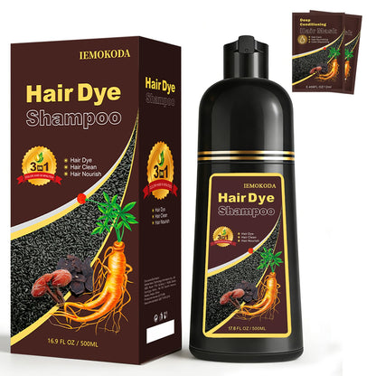 Msktasy Dark Brown Hair Dye Shampoo – 3-in-1 Color, Cleanse & Nourish for Gray Hair | 16.9 Fl Oz