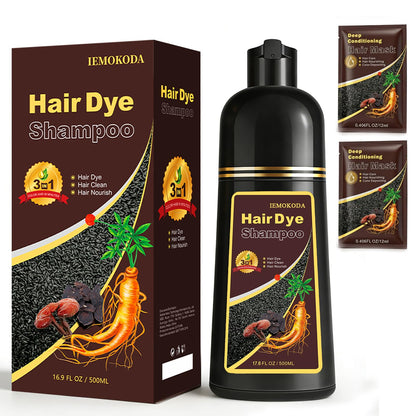 Msktasy Hair Dye Shampoo in Coffee – 3-in-1 Color & Care, 16.9 oz, Natural Gray Coverage