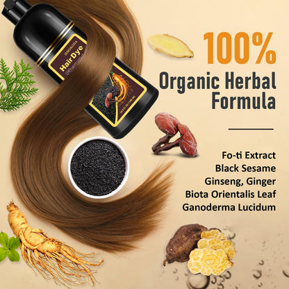 Msktasy Black Hair Dye Shampoo — 100% Gray Coverage, 3-in-1 Color, Cleanse & Care