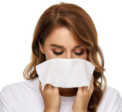 MSOEUESO Soft Dry Wipes Cotton Facial Tissues – 300 Count (Pack of 3), Lint-Free & Biodegradable