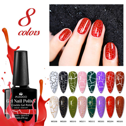 MSRUIOO Crackle Gel Nail Polish 12-Piece Set – 8 Crackle Colors + Base, Top, Dehydrator & Primer (Air-Dry)