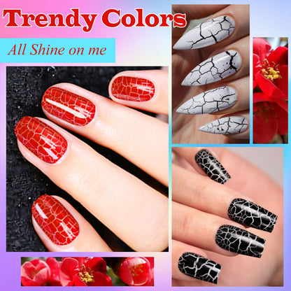 MSRUIOO 12 Colors Crackle & Glitter Gel Nail Polish Set – 8ml