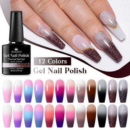 MSRUIOO 12Pcs Color Changing Gel Nail Polish Set – Mood-Triggered, Soak Off, 8ml