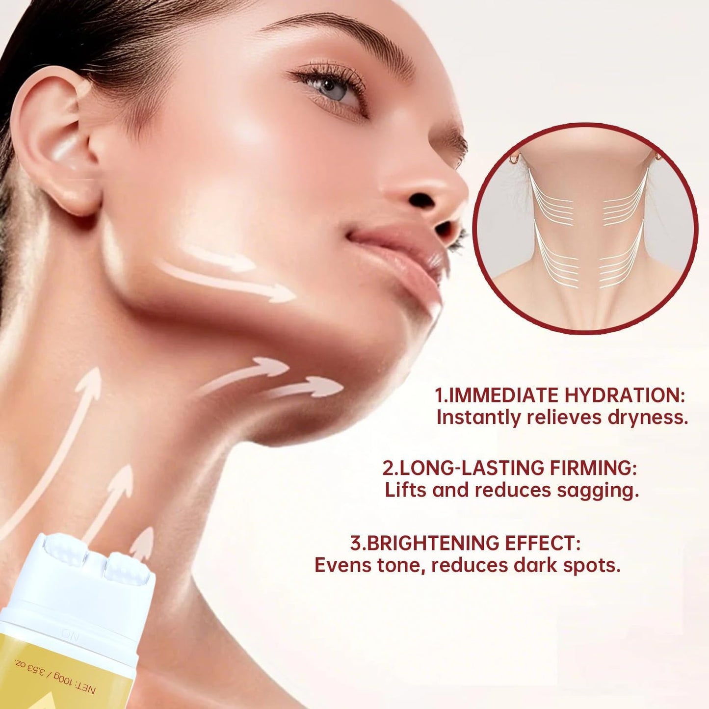 Mtmult AH-8 Firming Neck Cream – 2PC Roller Applicator for Neck & Body